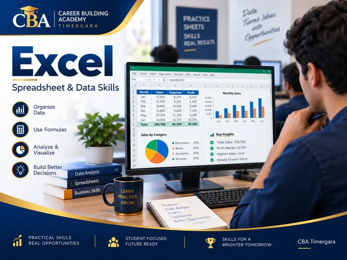 CBA Microsoft Excel spreadsheets and data skills course artwork